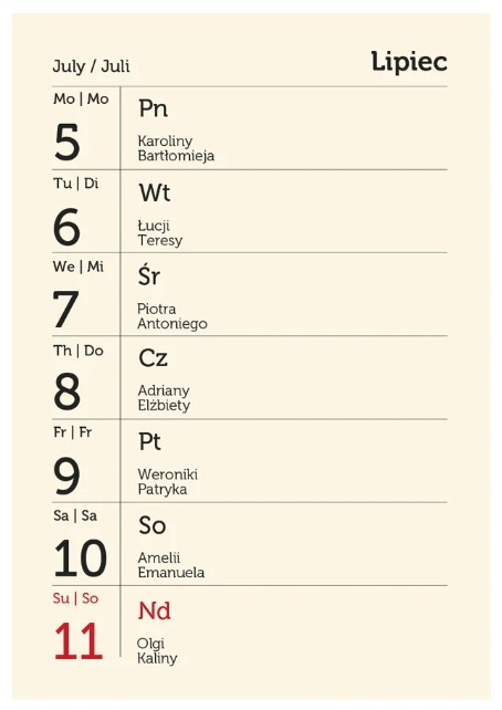 Kalendarz kieszonkowy T-MIKRO-07 tygodniowy MIP